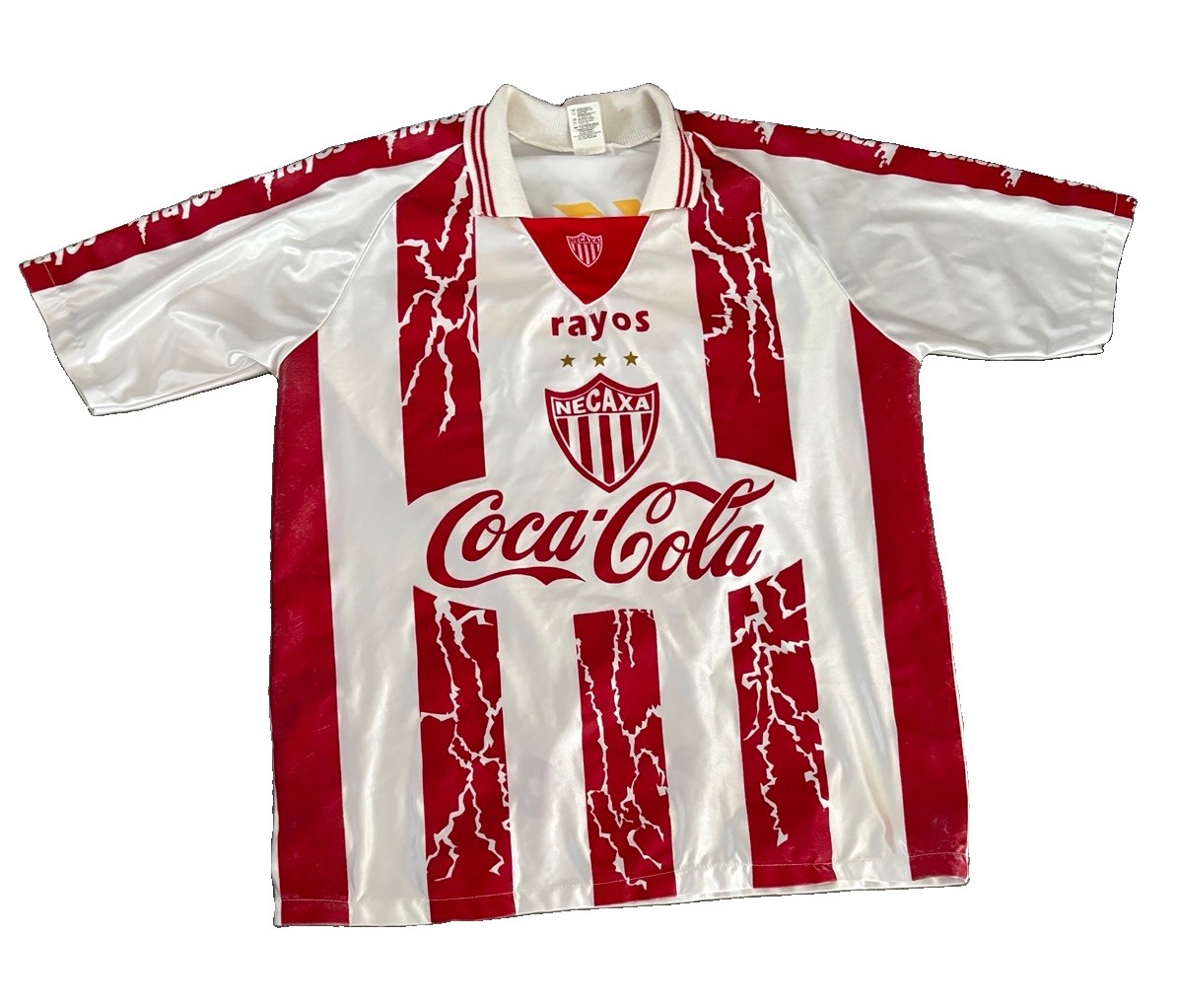 Vintage Club Necaxa Rayos Jersey Coca Cola Sol 90s Liga MX México Size XL RARE
