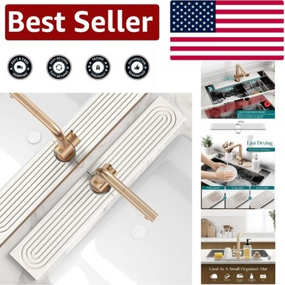 Diatomite Stone Faucet Mat   Elegant Water-Absorbing Sink Protector 23.6 x3.9 