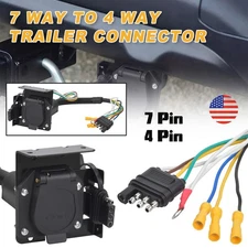 4-Way Flat to 7-Way RV Blade Trailer Wiring Adapter Connector Plug 7 Pin 4 Pin