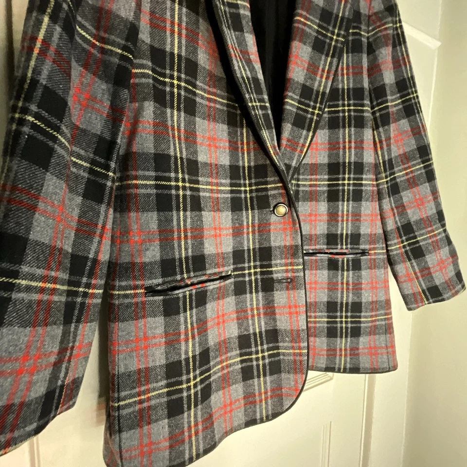 Blazer Pendleton Vintage para mujer a cuadros 100 % lana talla 10 pequeño Foto 4 de 4