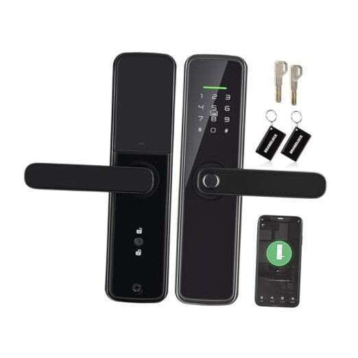 Smart Fingerprint Door Lock Deadbolt Keyless Entry WiFi Black Tuya App-image