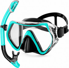 Adult Snorkel Mask Set Anti Fog Panoramic Diving Goggles Tempered Glass