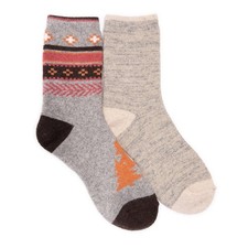 MUK LUKS Womens 6" Wool Socks 2 Pair Packs One Size Grey/Coral