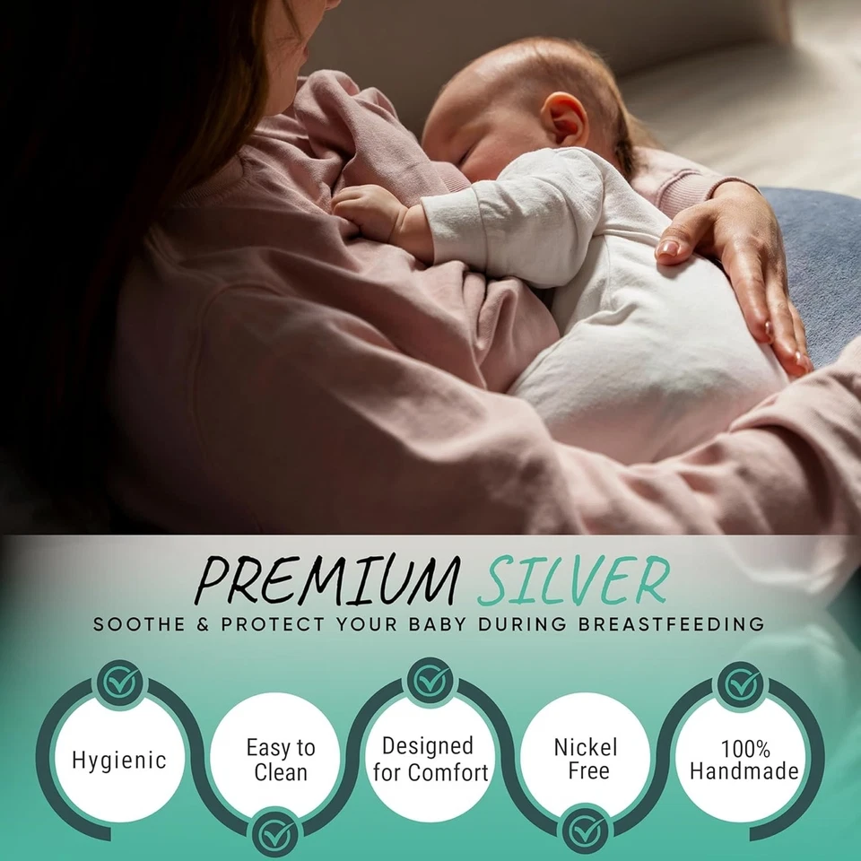 TAZAS DE LACTANCIA PLATEADAS - PROTECTORES DE PEZONES PARA RECIÉN NACIDO LACTANTE - RECIÉN NACIDO LACTANCIA Foto 4 de 4