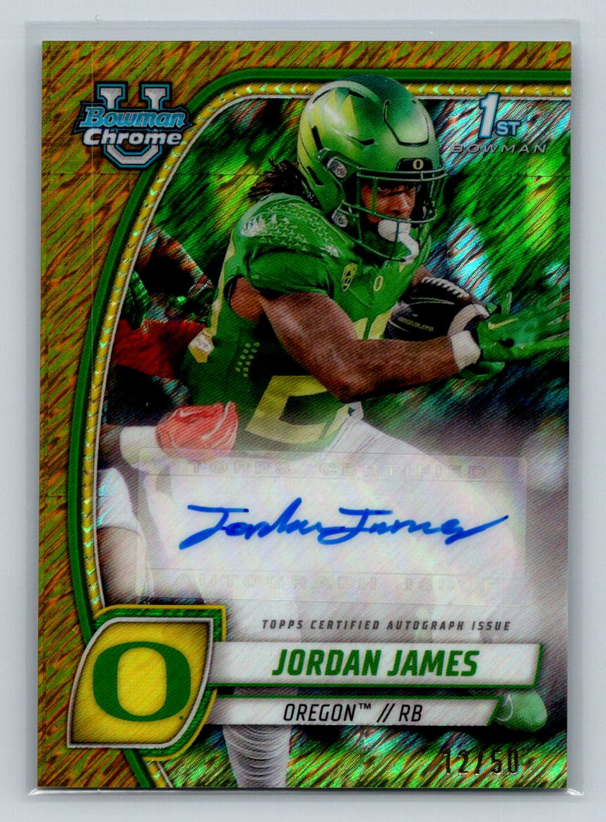 Jordan James Autographs Gold Shimmer Refractor #/50 Auto 2024 Bowman U Chrome