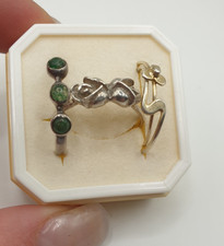 Konvolut Schmuck Silber u.a. 925 - 4 zierliche Ringe - floral - grüne Steine