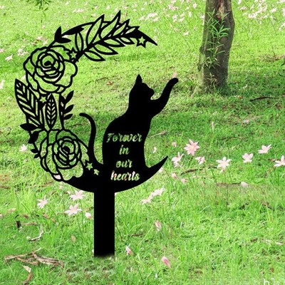 Katze Denkmal Garten Pfahl Hof Kunst Dekor Rasen Ornament Haustier Denkmal Grabmal