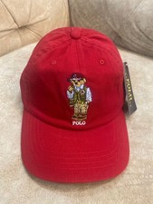 Polo Ralph Lauren Cap Red Polo Bear Adjustable Leather Strap Baseball Men
