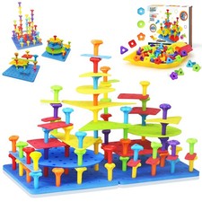 Peg Board Toy Set 101Pcs DIY Building Stacking Toys for 3-6 Years Old,STEM Ed...
