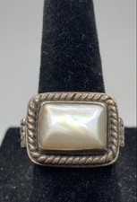 925 Sterling Silver Mother of Pearl Woven Band Size 6 3/4 Ring 11.9g