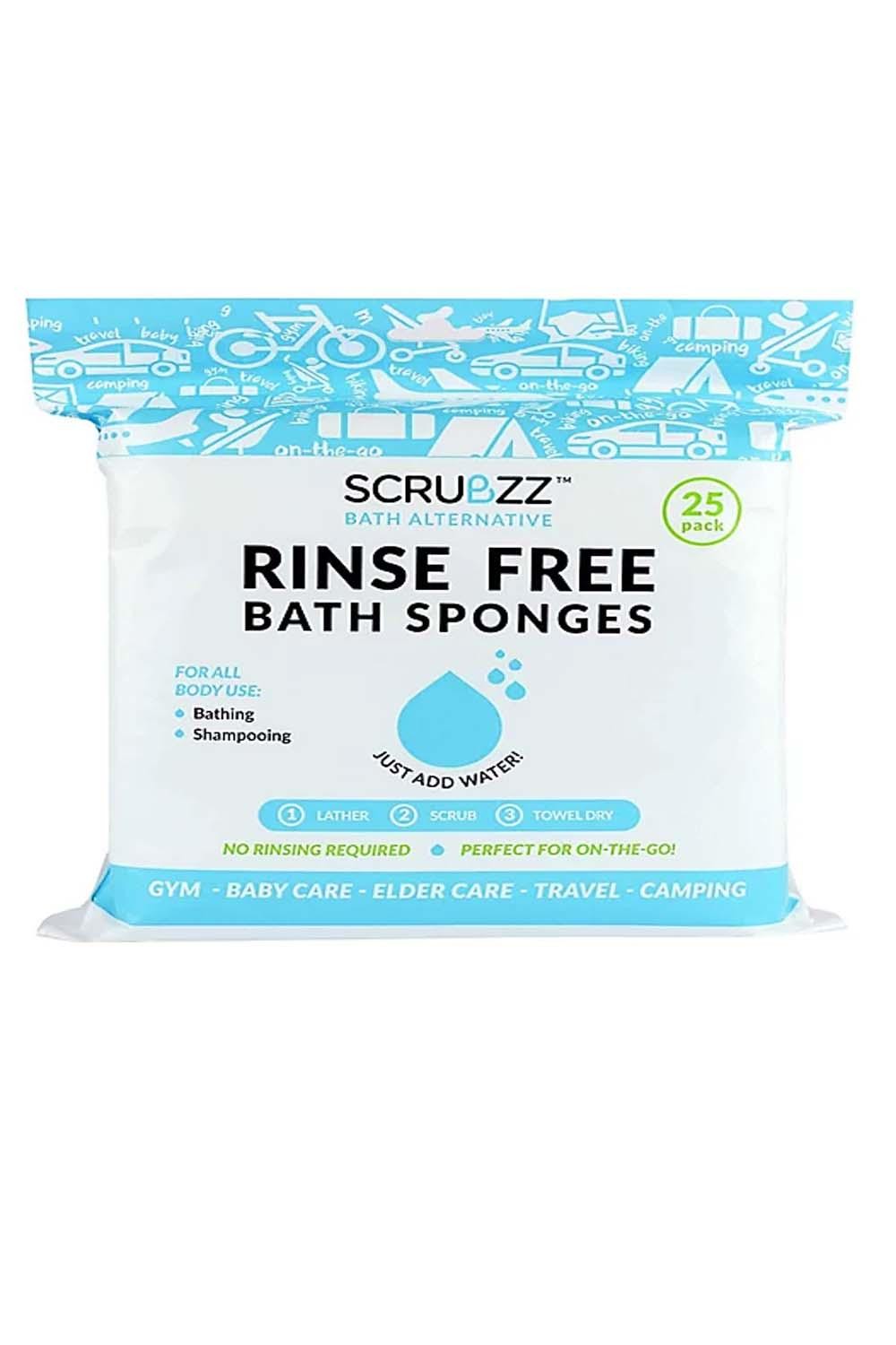 SCRUBZZ Rinse Free 25pc Bath Single Use Shower Sponge