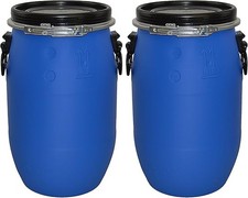 ITP Packaging 2 x 30 Litre Open Top Plastic Storage Shipping Barrel  Keg for