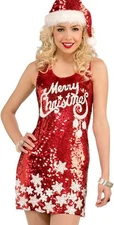 Forum Novelties Plus Size Racy Red Sequin Merry Christmas Costume Top, X-Large