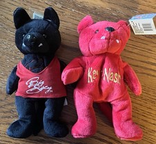 2 WCW NWO Kevin Nash Racing Champions Beanie Wolves Plush 9 With Tags