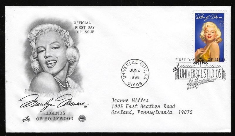 1¢ WONDER'S ~ US 32¢ MARILYN MONROE HOLLYWOOD LEGEND FDC 1995 ~ X996