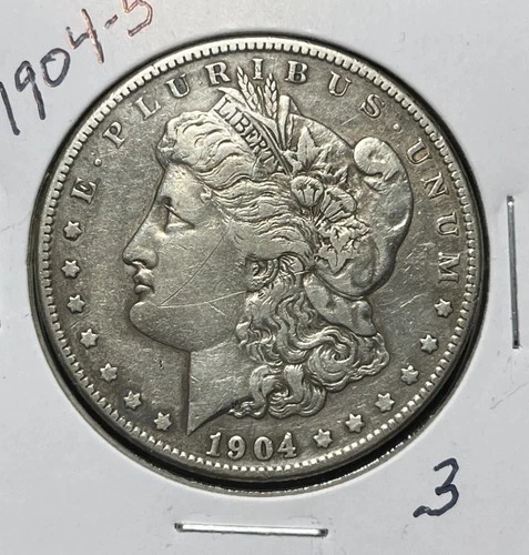 1904-S MORGAN SILVER DOLLAR,  VF+ DETAILS