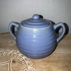 Vintage Bauer Pottery Ringware Sugar Bowl With Lid Periwinkle Blue Glaze