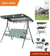 Patio Swing Canopy Replacement Top - 3 Seat Cover for Porch, Garden Green/64 ...