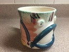 Studio Art Pottery Figural Fish Face Fin Handle Stoneware Coffee Mug SIGNED — photo 3