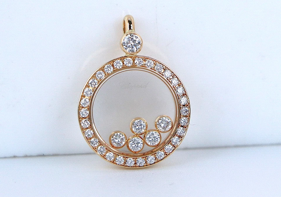 Collar Colgante Círculo Diamantes Flotantes Felices Oro Amarillo 18K Chopard $9,990 Foto 3 de 4