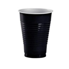 Disposable 9oz Black Plastic Cups: 8 Pack