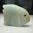 Natural Crystal Mineral Specimen. Amazon Stone. Hand-carved FISH .Statue.BN