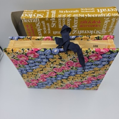 Stylecraft Floral Fabric Accordian Index File Recipes Style No. 85 MCM NOS