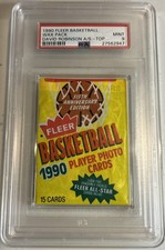1990 Fleer Basketball Wax Pack PSA 9 David Robinso AS on Top