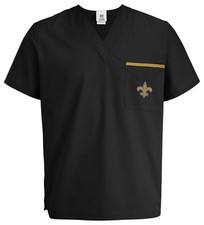 New Orleans Saints NFL Scrub Top Adult L Black NWT Scrub Dudz