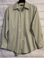 Nordstrom Smartcare Wrinkle Free Green Stripe Long Sleeve Dress Shirt 16 Cotton