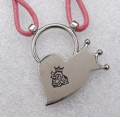 Club Libby Lu Heart Crown Charm Pink Cord Bracelet Pendant Keyhole Vintage