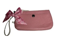 COACH HAMPTONS “Vintage” Pink/ White Pebbled Leather BAG SCARF, Wristlet, Clutch