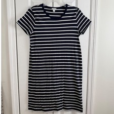 J.Crew Striped T-Shirt Dress S Navy White Nautical Preppy Coastal Minimalist