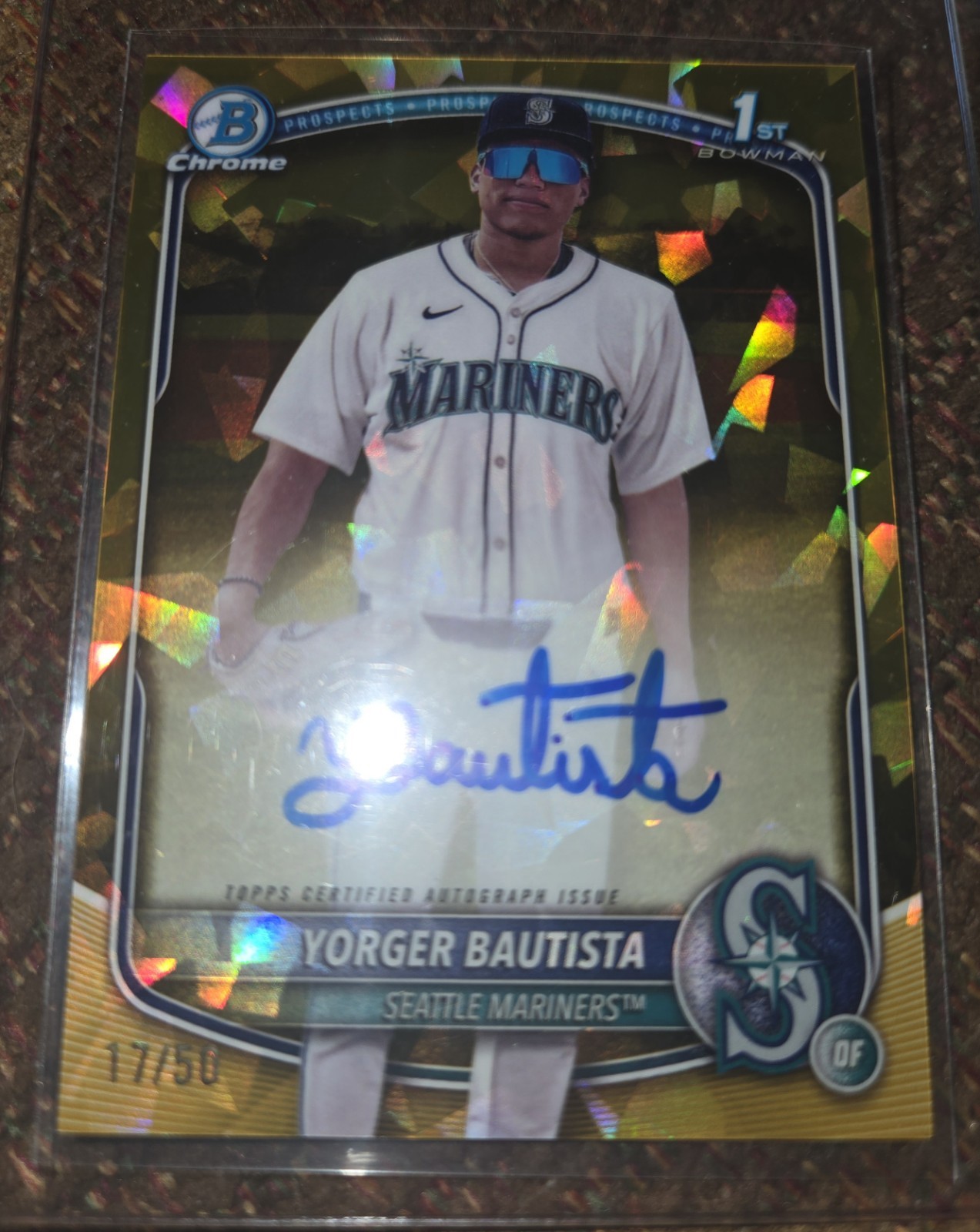 2025 Bowman Chrome Sapphire Gold Yorger Bautista Auto /50 Seattle Mariners