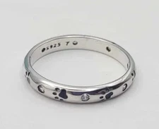 925 Sterling Silver Paw Print Ring, Size 9