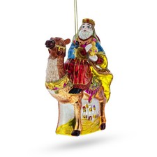 Wiseman on a Camel Blown Glass Ornament