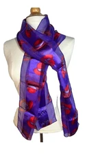 RED HAT SOCIETY Scarf AndScrunchie Clip Set 13"x 58" 100% Polyester  Silk Feel.