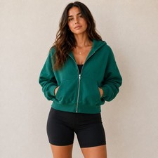 Aritzia TNA Cozy Fleece Green Boyfriend Zip Hoodie Oversized Small
