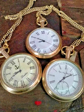 vintage Brass elgin pocket Watch Collectible Antique Pocket Watch GIFT Lot of 3