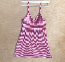 J Crew Striped Babydoll Mini Dress Pink White Cotton Blend Stretch Soft Womens M