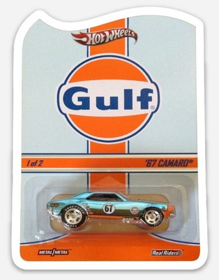 #ad Hot Wheels 1967 Chevy Camaro Gulf Red Line Club FLAT MAGNET $5.25