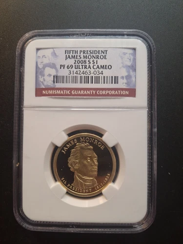 2008-S James Monroe $1 NGC PF 69 Ultra Cameo Presidential Dollar Fifth President