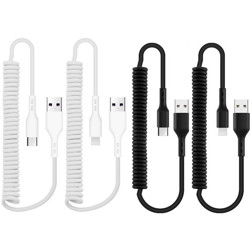 USB Type C Fast Charger Retractable Coiled Cable Data Cord for Apple Android+ - Picture 6 of 17