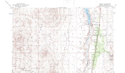 Oreana Quadrangle Nevada 1956 Topo Map Vintage USGS 15 Minute Topographic