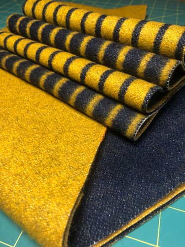 Pendleton Fabric Remnants Blue Yellow Heavy Blanket Weight 5 Pieces