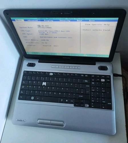 Toshiba Satellite Pro L500-1VW Laptop. Intel Core 2 Duo. Spares or Repair.