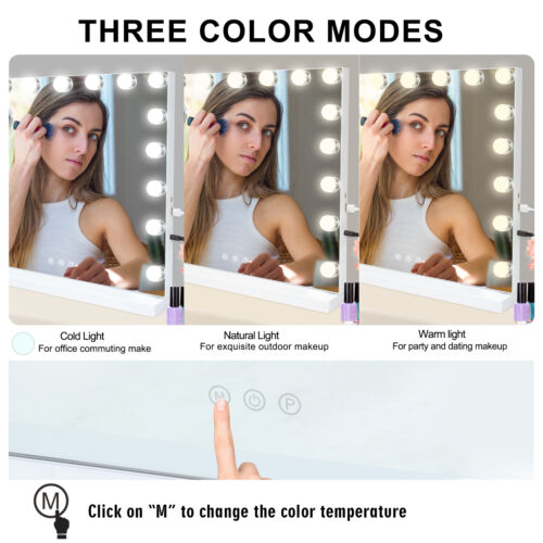 Hollywood Schminkspiegel Tischspiegel mit 17 LED Beleuchtung USB Farbe Dimmbar - Bild 9 von 19