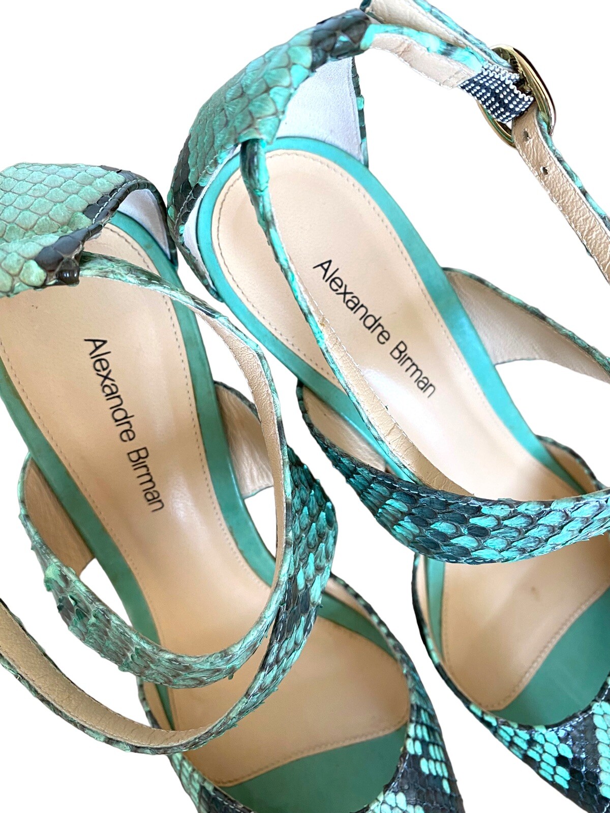 ALEXANDRE BIRMAN Green Python Leather Strappy Cor… - image 12