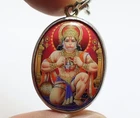 LORD HANUMAN OPEN CHEST SHOW RAMA SITA IN HEART RAMAYANA DEVOTEES OM AUM PENDANT