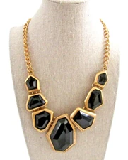 Boheme By The Stones Chunky Geometric Black Pave Pendant Necklace Statement